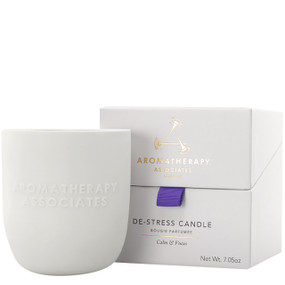 Aromatherapy Associates De-Stress Candle - in a white ceramic pot boxed; with Frankincense & Chamomile it helps reset your body & mind