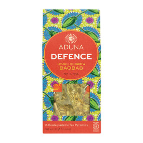 Aduna Defence Baobab Tea - 15-Tea Pyramids front image; contains vitamin C to help support your immune system, fight fatigue and boost vitality.