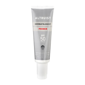 Altruist Primer SPF50 30ml in a silver plastic tube and white cap;  A lightweight, dermatologist-recommended primer with broad-spectrum UV protection (SPF50). Ideal for sensitive, acne-prone skin, it creates a smooth, non-greasy base for makeup while providing long-lasting sun protection.