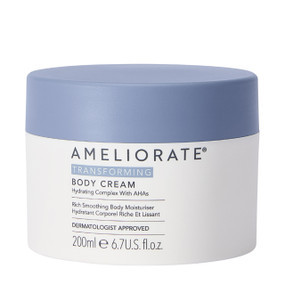 Ameliorate Transforming Body Cream 200ml white plastic tub; a pioneering formula leaves skin feeling soothed, hydrated and healthier. It even works wonders on bumps associated with Keratosis Pilaris (KP or ‘chicken skin’) and on in-grown hairs.