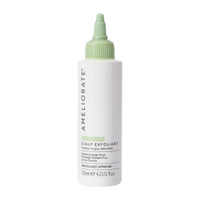 Ameliorate Clarifying Scalp Exfoliant 125ml white plastic tube; alleviates extremely dry, itchy, flaky and sensitive scalps, leaving them refined, smooth, comfortable and healthy.
