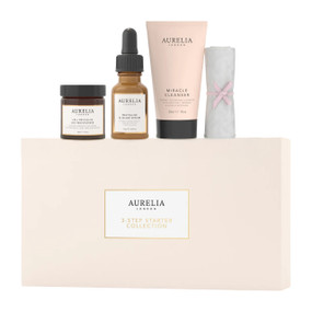 Aurelia London3 Step Starter Collection - Explore and experience the Aurelia skincare range with this beautiful 3 step discovery starter set including  Miracle Cleanser, Revitalise & Glow Serum,  Bamboo Muslin Cloth and the Cell Revitalise Day Moisturiser