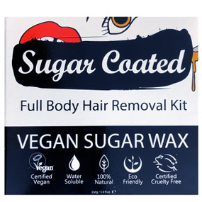 Aqua Natural Sugar Coated Full Body Hair Removal Kit   - 250-Grams front image; a 100% natural vegan sugar wax kit for the removal of unwanted hair.