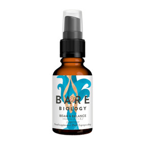 Bare Biology Beam & Balance Vitamins D3 + K2 - 25-ml amber glass sprayer bottle with white label; this peppermint flavoured oral spray supports immunity, strong bones, teeth and muscles.