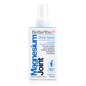 Better You Magnesium Joint Body Spray - 100-ml white and blue bottle; ideal for direct application to joints to help alleviate arthritis symptoms including inflamed and painful joints, knees and muscles.