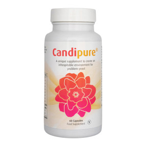 Candipure - 60-Capsules white plastic tub with white cap; prevents the growth of Candida yeast in the body