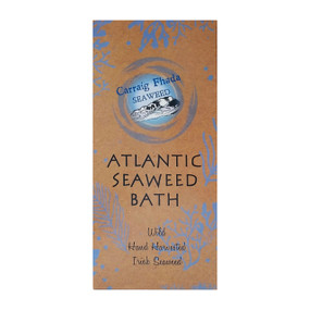 Carraig Fhada Atlantic Seaweed Bath - netted seaweed in a brown cardboard box; Immerse yourself in the detoxifying & therapeutic Atlantic Seaweed Bath for calming the mind and body.