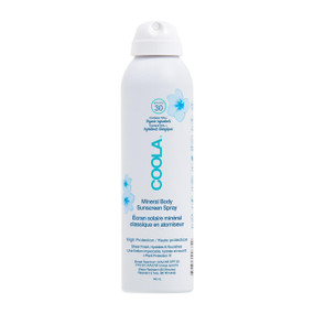 Coola Mineral Sunscreen Spray SPF 30, 148ml white bottle, is an unscented, reef-safe sunscreen providing broad-spectrum UVA/UVB protection with Non-Nano Zinc Oxide. Water-resistant for 80 minutes, it’s made with over 70% organic ingredients, offering natural sun protection and a fast-absorbing, non-greasy formula. Ideal for daily use on face and body.