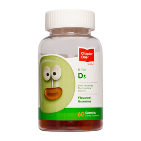 Chapter One Vitamin D3 Gummies - 60-Gummies clear plastic bottle with white & green label
