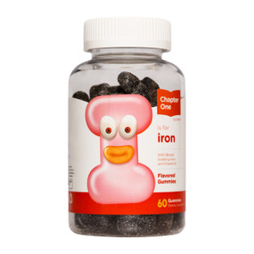 Chapter One Iron Gummies - 60-Gummies clear plastic bottle with white & pink label
