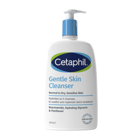 Cetaphil Gentle Skin Cleanser -236-ml white and blue pump bottle; gently removes make-up and impurities, offering the mildest form of cleansing available