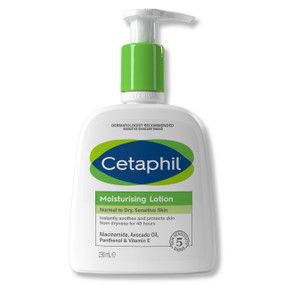Cetaphil Moisturising Lotion  236ml - white and green pump bottle; delivers rapid and long-lasting hydration by restoring the skin’s moisture barrier