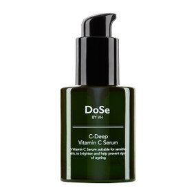 DoSe by VH C-Deep Vitamin C Serum , 30 ml, in a green glass bottle; a vitamin C serum with tetrahexyldecyl ascorbate to enhance collagen & target an uneven skin tone.