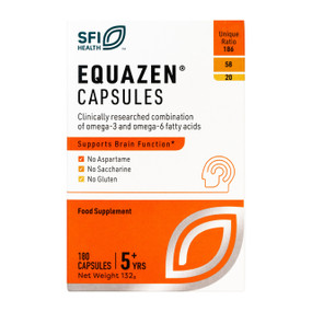 Equazen® Capsules - 180-Capsules  white & orange Cardboard box; researched formulation of essential fatty acids, including omega-3 DHA, which help support brain function.