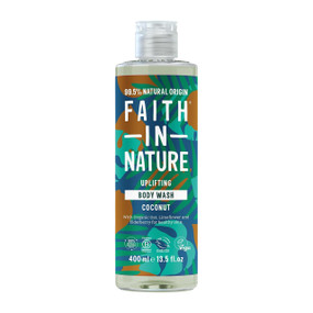Faith In Nature Coconut Body Wash - 400-ml 100% recyclable plastic bottle; with natural coconut extract has been specially formulated to help cleanse the body and leave the skin feeling refreshed and hydrated