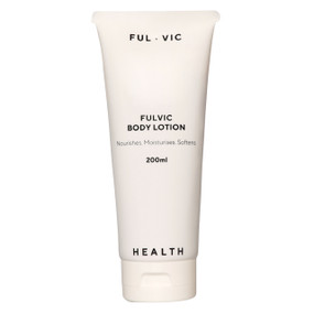 Ful.Vic.Health Fulvic Body Lotion - 200-ml white tube; a sublimely rich body lotion to hydrate, moisturise, firm & comfort dry body skin