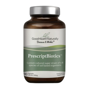 Good Health Naturally PrescriptBiotics - 90-Capsules in a brown glass jar; a soil-based probiotic supplement to help with inflammatory bowel concerns