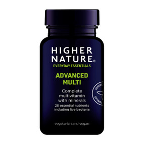 Higher Nature Advanced Multi - 180-Tablets in a blue bottle; a high strength multivitamin supplement