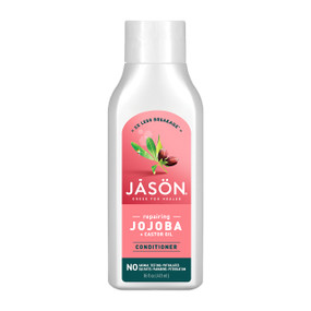 Jason Long & Strong Jojoba Conditioner - 454-Grams white bottle red label; promotes strong, healthy hair growth while preventing split ends and breakages.