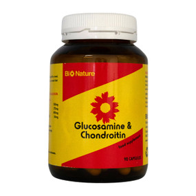 Kordels Glucosamine and Chondroitin 500/400 - 90-Capsules glass bottle with a red and yellow label