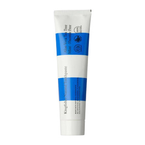 Kingfisher Aloe Vera, Tea Tree & Mint Toothpaste Fluoride Free  - 100-ml Blue and White tube; a vegan toothpaste which is naturally antiseptic & soothing on gums