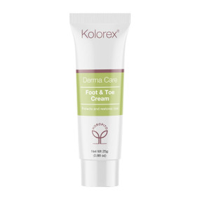 Kolorex Foot and Toe Care Cream - 25-Grams white and green tube;  this herbal cream is ideal for fungal toenail infections, athlete’s foot, and viral skin concerns such as warts