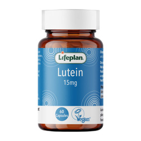 Lifeplan Lutein Optimum Strength - 15-mg 60-Capsules brown bottle blue label; to maintain the health of the skin, eyes and heart and may also be beneficial to women’s reproductive health.