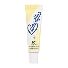 Lanolips 101 Ointment Multi-Balm Vanilla 10g yellow tube;  Lanolips 101 Ointment Multi-Balm with 101 uses offers intense hydration and protection for dry lips, cracked skin, cuticles, and elbows.