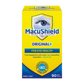 MacuVision Europe MacuShield - 90-Capsules in a yellow& blue  box; contains lutein & antioxidants from marigolds to help protect the eyes
