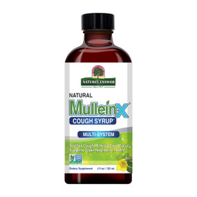 Natures Answer Mullein-X® Cough Syrup 120ml in an amber glass bottle