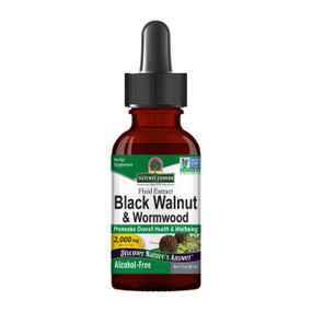Natures Aid Black Walnut & Wormwood - 30-ml glass dropper bottle; help mouth and throat sores and cleanse the body of some types of parasites. Black Walnut Hulls is reputed to be beneficial for parasites, candida, bruising, fungal infection, herpes, poison ivy, and warts