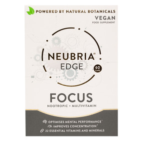 Neubria Edge - For Performance - 60-Capsules box; an advanced nootropic supplement formulated by leading scientific experts to enhance mental performance, concentration, clarity and retention of facts.