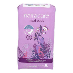 Natracare Night Time Natural Maxi Pads - 10-Pack; soft and gentle, Alcohol-free, biodegradable and compostable Natracare Organic Intimate Wipes cleanse, refresh and moisturise delicate areas