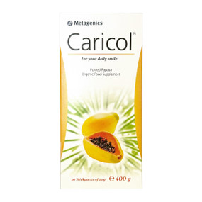 Nutri Advanced Caricol - 20-Stick Packs box - Caricol® is a natural digestive supplement made from organic tree-ripened papayas, designed to support digestion, relieve bloating, and promote gut health.