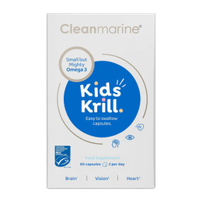 Cleanmarine Krill Oil for Kids - 400-mg 60-Capsules in a box; ensures that your child gets sufficient Omega-3 from a fast absorbing source, krill oil.