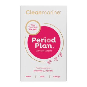 Cleanmarine Period Plan - 60-Capsule bottle in a pink and white box