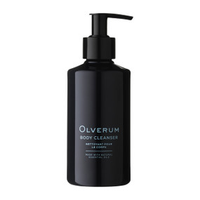 Housed in a sleek 250ml black pump bottle, Olverum Body Cleanser is a gentle, soap & sulphate-free, natural shower wash to cleanse and relax tension.