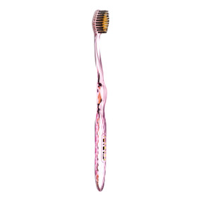 OraGuard Nano-B Charcoal and Gold Antibacterial Toothbrush - Pink - 1-Pack; charcoal toothbrush impregnated with charcoal to remove stains and gold to remove 99% bacteria from teeth and gums.