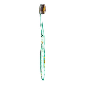 OraGuard Nano-B Charcoal and Gold Antibacterial Toothbrush - Green - 1-Pack; charcoal and gold impregnated bristles to whiten teeth & kill 99% bacteria.