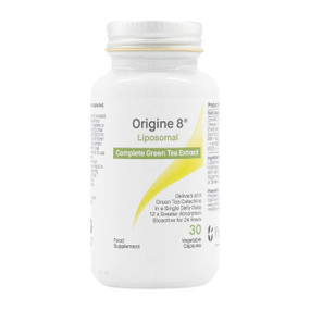 Origine 8® Liposomal Complete Green Tea capsules-30 capsules in a white tub; Powerful antioxidant support which  provides all-day natural energy