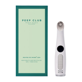 Peep Club Heated Eye Wand LED+ - green box and eye wand; helps improve symptoms of dry eyes, blepharitis & itchy eyes.