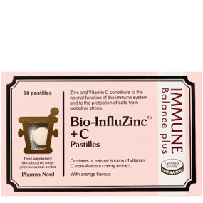 Pharma Nord Bio-InfluZinc + C Pastilles - 90-Pastilles pink box; contributes to the normal function of the immune system, and to the protection of cells from oxidative stress.