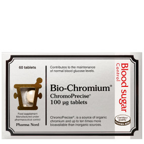Pharma Nord Bio-Chromium - 60-Tablets box; a supplement providing 100mcg of chromium tablets.