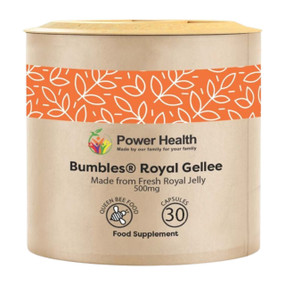 Power Health Bumbles Royal Gellee 500mg 30-Capsules - tub; may enhance energy, restore nutrient deficiencies and have a wide range of reported health benefits.