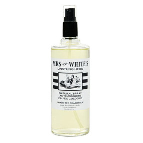 Roullier White Mrs White's Unstung Hero Mosquito Repellent - 250-ml glass spray bottle; mosquito and insect repellent spray for adults and children. DEET and chemical-free, combines a fragrant, fresh Eau de Cologne and an ingredient that renders you 'invisible' to mosquitoes, ticks, black fly, wasps and bees.