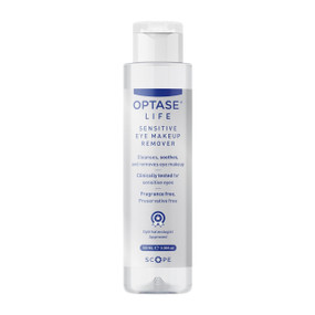 OPTASE® LIFE Sensitive Eye Makeup Remover 100ml in a transparent plastic bottle