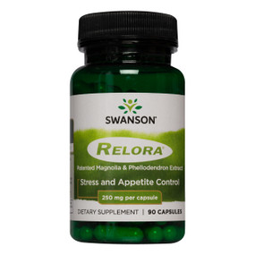 Swanson Magnolia Phellodendron Complex - 90-Capsules green plastic bottle with black lid; an exciting new natural anti-anxiety stress relief ingredient to control stress related eating and drinking that has the added value of being non-sedating with potential anti-depressant properties.