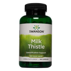 Swanson Milk Thistle - 100-Capsules green plastic bottle with black lid