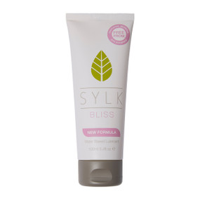 SYLK® BLISS Natural Water-Based Lubricant 100ml white plastic tube & grey cap - Gentle, plant-based water-based lubricant designed to hydrate, soothe, and relieve vaginal dryness. Enhanced with Ashwagandha and Maca to support libido and promote comfort. Free from hormones, parabens, and glycerine. Perfect for daily intimate care.