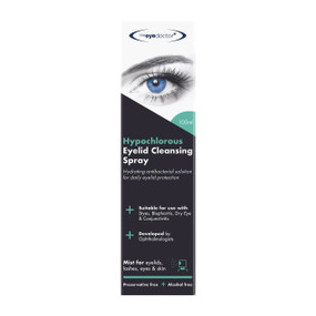 The Eye Doctor Hypochlorous Eyelid Spray 100ml - in a black and white cardboard box